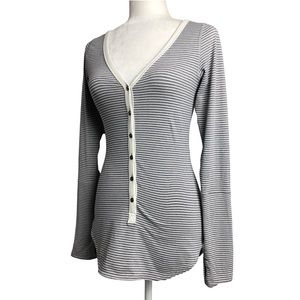 Lululemon Top Awesoma Henley in Hyper Stripe Gray Heathered Slate Ghost